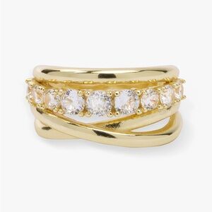 NWT Melinda Maria Stacked Diamond Gold Ring